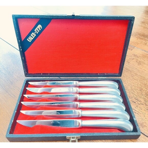 Vintage Eales 1779 Steak Knife Set Of 6 Stainless Steel Japan in Original Box - Picture 1 of 12
